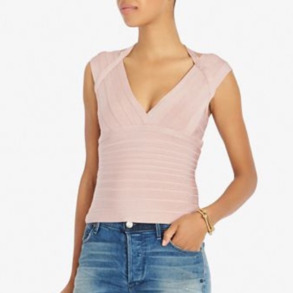 HERVE LEGER Classic Bandage top in blush
